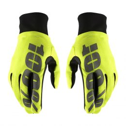 Gants Motocross 100% HYDROMATIC Imperméables Jaune Néon Noir