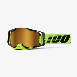 100% Armega Neon Gelb Motocross Maske Gold Spiegel Linse