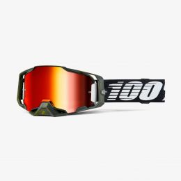 100% Armega Neon Soledad Motocrossmaske Rot Spiegelglas