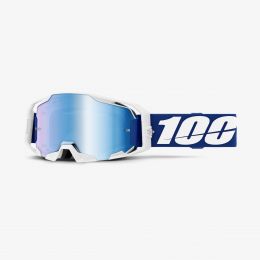 100% Armatic Motocross Maske Blau Weiß Blau Spiegelglas