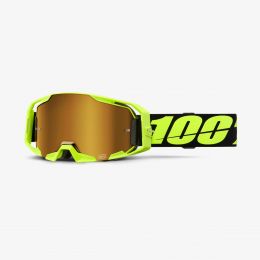 100% Armatic Neon Gelb Motocross Maske Gold Spiegelglas