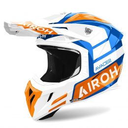 Motocross Helmet AIROH Aviator Ace 2 Sake White Blue Orange Gloss