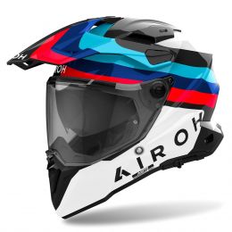 Casco Enduro Dual Road AIROH Commander 2 Doom Blu Nero Lucido