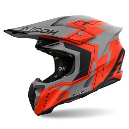 Motocross-Helm AIROH Twist 3 Dizzy Grau Orange Fluo Matt