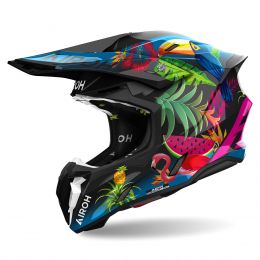 Motocross-Helm AIROH Twist 3 Amazonia Schwarz glänzend