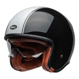 Jet-Helm Cafe Racer Bell Tx501 Rally Schwarz Weiß Glänzender