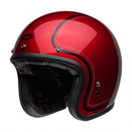 Casque Jet Cafe Racer BELL Custom 500 Chief Candy Rouge Noir Brillant