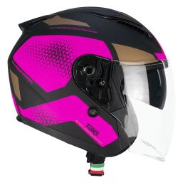 Casque Jet CGM 136G DNA GALAXY Noir Fluorescent Mat Fuchsia