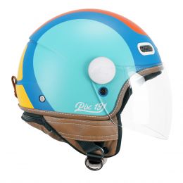 Casco Jet CGM 191G PIX SPRINT Celeste Blu Arancio Opaco Visiera Lunga