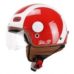 Jet Helm CGM 191G PIX SPRINT Rot-Weiss Geformtes Visier