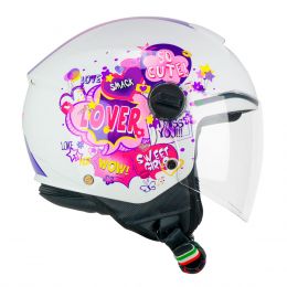 Casque Jet de Moto Enfant CGM 261G MINI COMICS Blanc Fuchsia