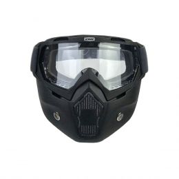 Abnehmbare Motorradmaske CGM 740M Matt Schwarz Transparente Linse zugelassen