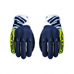 Guanti Motocross FIVE E3 EVO Estivi Blue Giallo Fluo