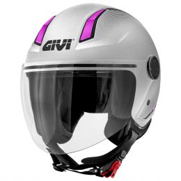 Casque Demi Jet GIVI 11.7 Solid Fuchsia Argenté Mat