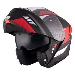 Modular Helmet MT Helmets Genesis SV Cave A5 Black Red White Matt