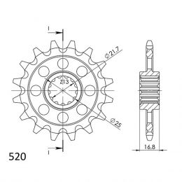 PIGNONE PASSO 520 - Z 16 DENTI (DIS.00501)