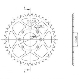 CORONA IN ACCIAIO PASSO 520 - Z 45 DENTI (DIS.10221)