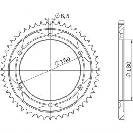 CORONA IN ACCIAIO PASSO 428 - Z 51 DENTI (DIS.10226)