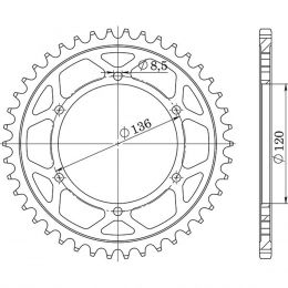 CORONA IN ACCIAIO PASSO 530 - Z 44 DENTI (DIS.12507)