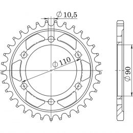 CORONA IN ACCIAIO PASSO 530 - Z 33 DENTI (DIS.12600)