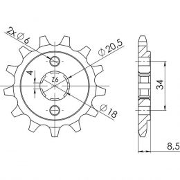 PIGNONE PASSO 520 - Z 13 DENTI (DIS.20317)