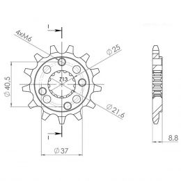 PIGNONE PASSO 520 - Z 14 DENTI (DIS.20510)