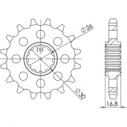 PIGNONE PASSO 530 - Z 16 DENTI (DIS.20603)