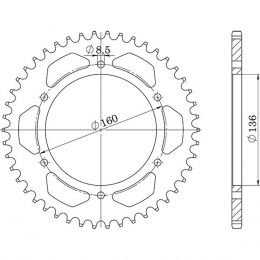 CORONA IN ACCIAIO PASSO 520 - Z 45 DENTI (DIS.35304)