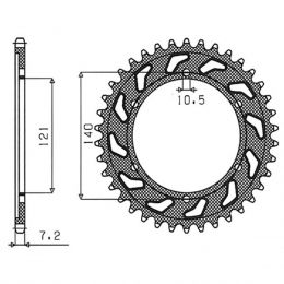 CORONA IN ACCIAIO PASSO 525 - Z 45 DENTI (DIS.44502)