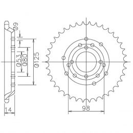 CORONA IN ACCIAIO PASSO 420 - Z 53 DENTI (DIS.47100)