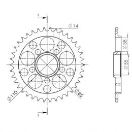 CORONA IN ACCIAIO PASSO 520 - Z 38 DENTI (DIS.50606)