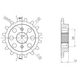 PIGNONE PASSO 520 - Z 14 DENTI (DIS.52610)