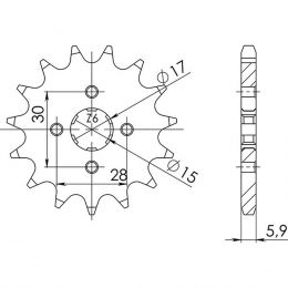 PIGNONE PASSO 420 - Z 13 DENTI (DIS.20101)