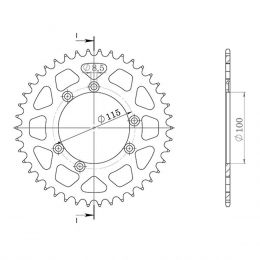 CORONA IN ALLUMINIO PASSO 520 - Z 44 DENTI (DIS.93303)