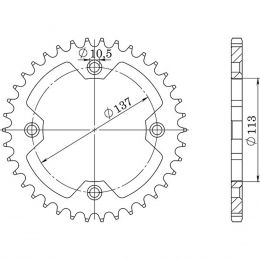 CORONA IN ACCIAIO PASSO 520 - Z 36 DENTI (DIS.14409)