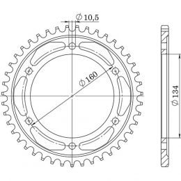 CORONA IN ACCIAIO PASSO 530 - Z 44 DENTI (DIS.10616)