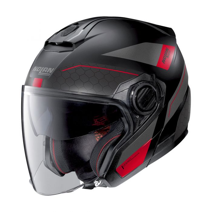 Casque Jet Scooter Moto Double Visière Certificat ECE 22-06 Noir Matt Rouge