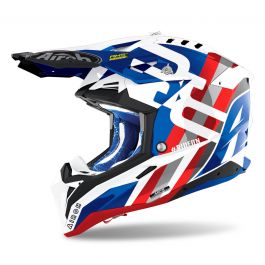 Casco Airoh enduro Aviator 3 Rainbow bianco, blu e rosso