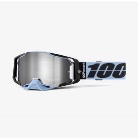 100% Armega Petros Motocrossmaske Silber Spiegelglas