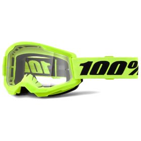 Motocross Maske 100% Strata 2 Neon Gelb Klare Linse