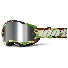 Motocross Maske 100% Strata 2 War Camo Silber Mirror Linse