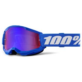 Motocross Maske 100% Strata 2 Junior Blau Rot Blau Mirror Linse