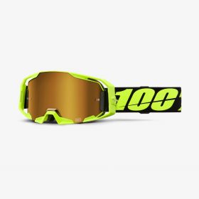 100% Armatic Neon Gelb Motocross Maske Gold Spiegelglas