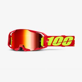 100% Armatic Red Motocross-Maske mit rotem Spiegelglas