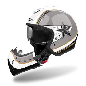 Jet Helmet AIROH J 110 Command White Grey Gold Glitter