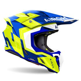 Motocross Helmet AIROH Twist 3 Dizzy White Blue Yellow Gloss