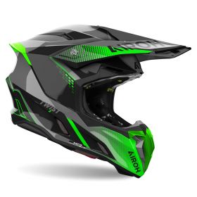 Motocross-Helm AIROH Twist 3 Shard Schwarzgrün glänzend
