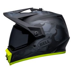 Enduro Helm Bell MX-9 Adventure Mips Stealth Mattschwarzes Tarnmuster Fluo Gelb