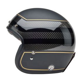 Casco Jet Cafe Racer BELL Custom 500 Carbon 22.06 Rolandsand Players Nero Oro Opaco Lucido