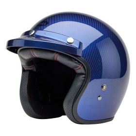 Casco Jet Cafe Racer BELL Custom 500 Carbon 22.06 Steve Mcqueen Lemans Blu Metallizzato